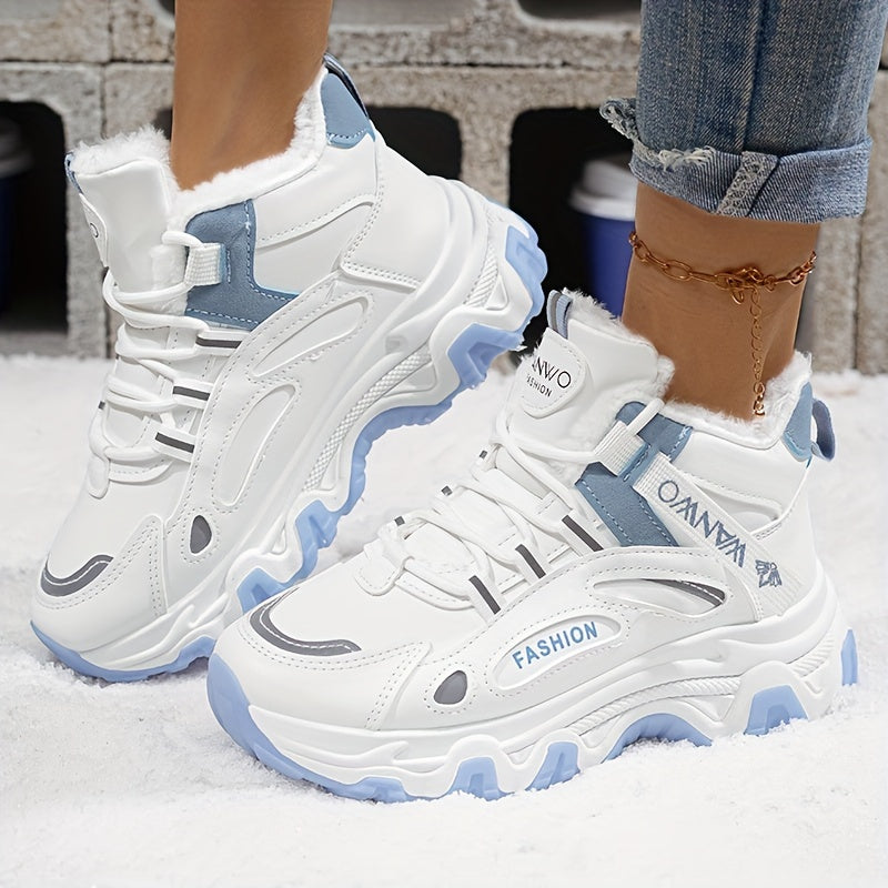Winter Snow Boots - Slip-Resistant, Thick Sole, White & Blue Design, Perfect for Outdoor Activities & Casual Wear, Winter Boots