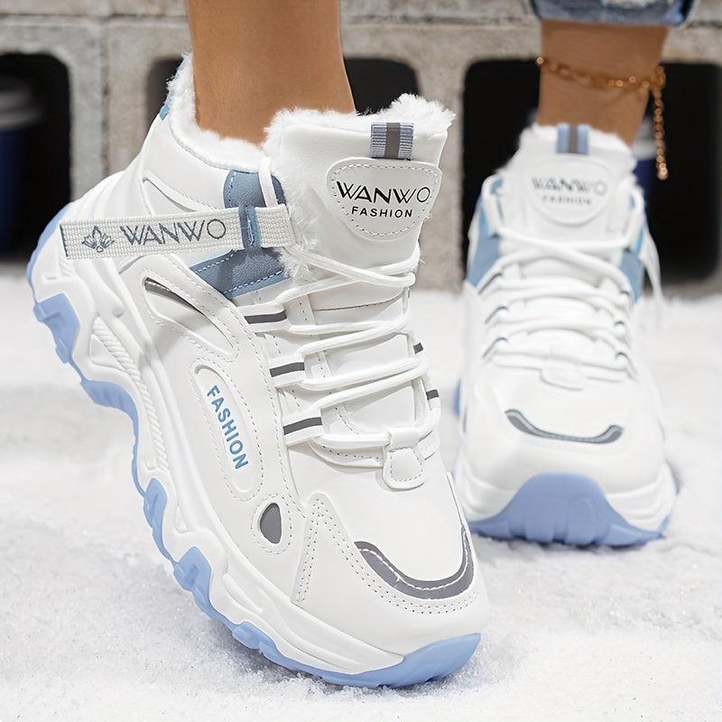 Winter Snow Boots - Slip-Resistant, Thick Sole, White & Blue Design, Perfect for Outdoor Activities & Casual Wear, Winter Boots