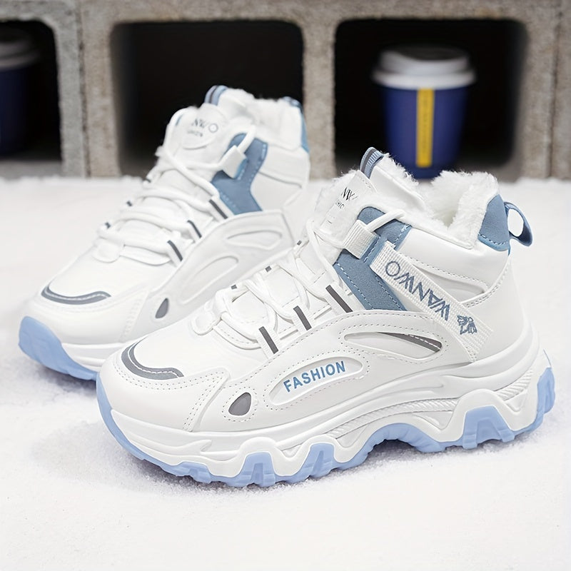 Winter Snow Boots - Slip-Resistant, Thick Sole, White & Blue Design, Perfect for Outdoor Activities & Casual Wear, Winter Boots