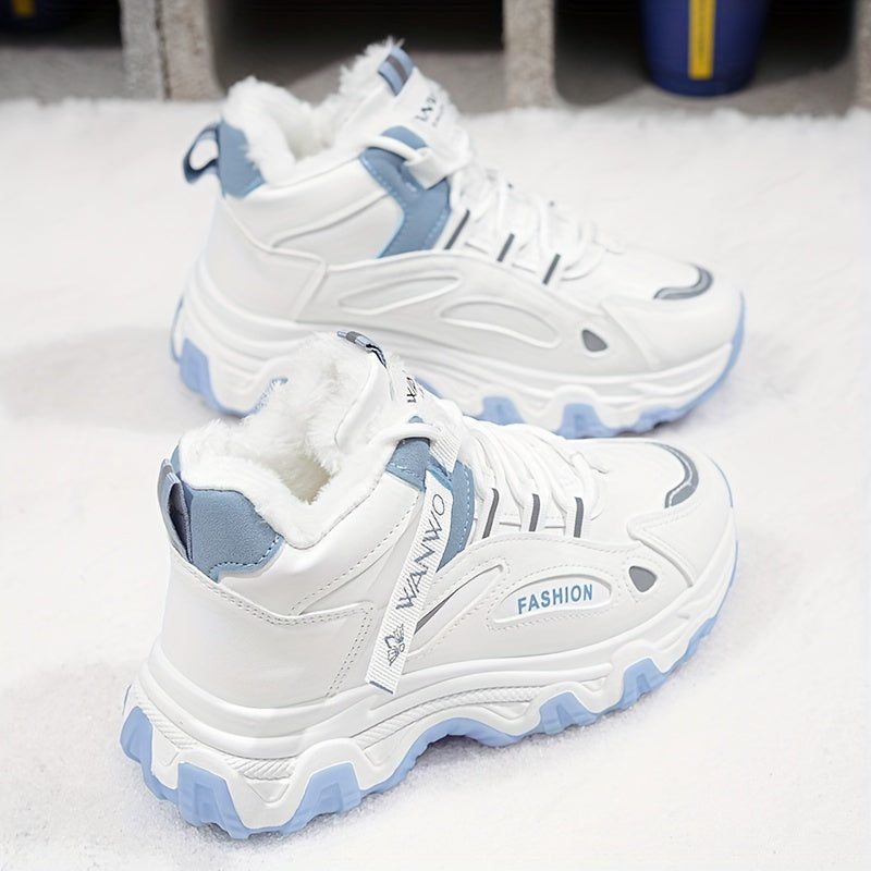Winter Snow Boots - Slip-Resistant, Thick Sole, White & Blue Design, Perfect for Outdoor Activities & Casual Wear, Winter Boots