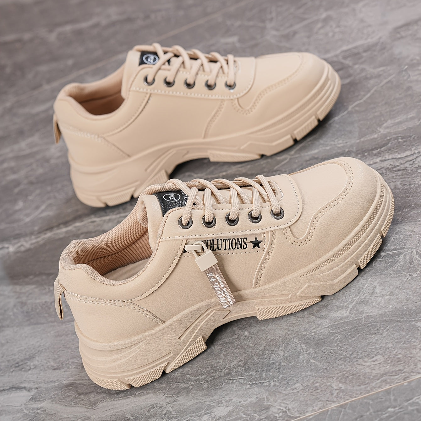 Women's White Casual Sneakers - Comfortable Low-Top Lace-Up Running Shoes, Versatile All-Season Design with Cushioned EVA Insole and Durable PVC Sole, Cute Shoes